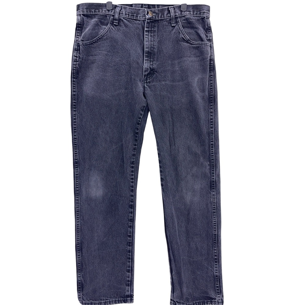 Rustler Black Denim Jeans 36 Straight Leg Faded Workwear Casual